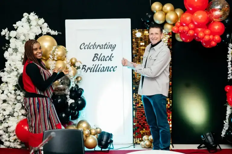 The Celebrating Black Brilliance backdrop at a Bridge Alliance Canada event